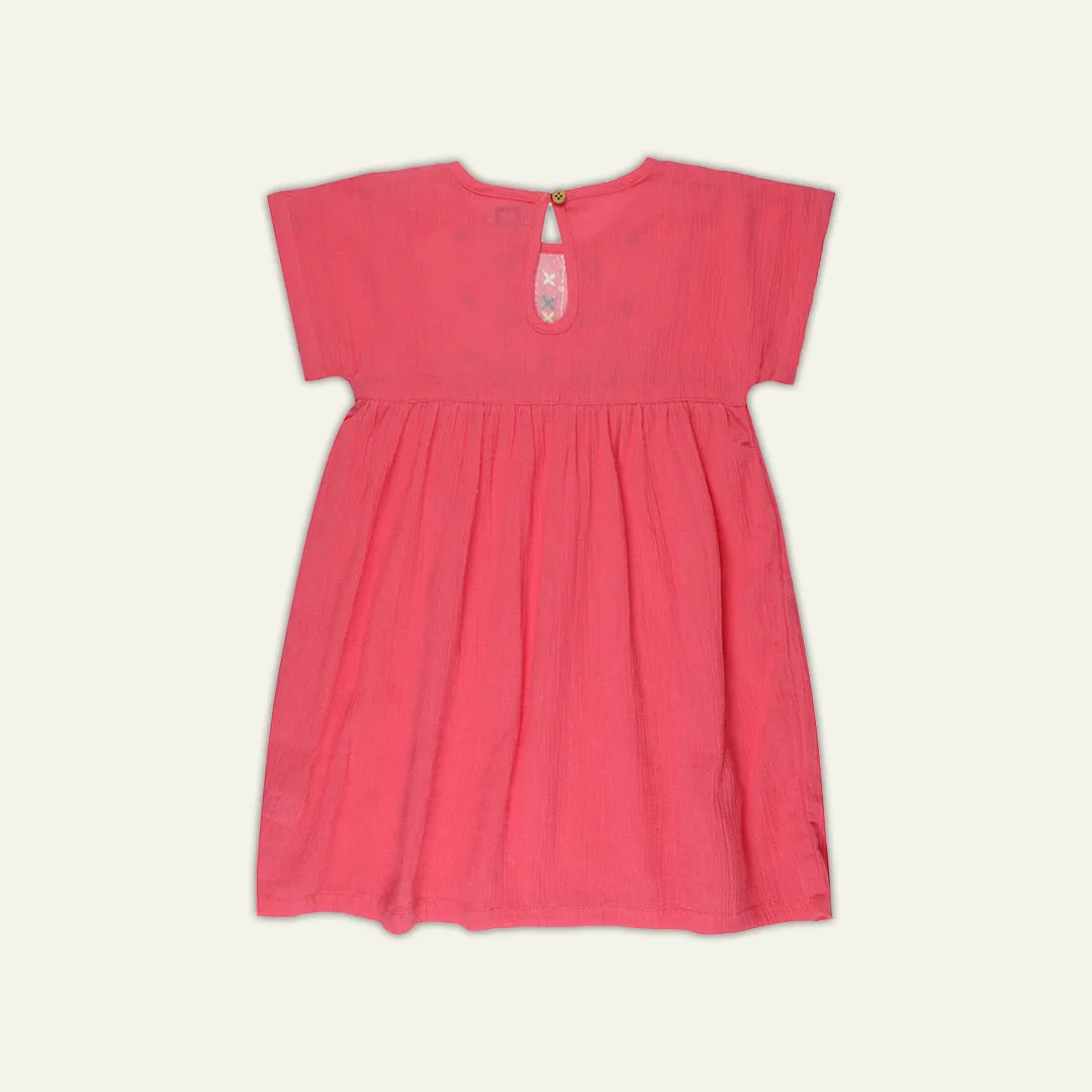 Pink Floral Embroidered Dress