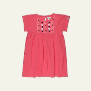 Pink Floral Embroidered Dress