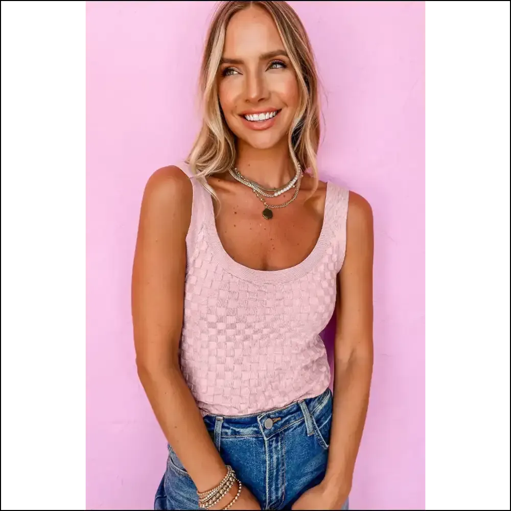 Pink Textured Checkered Tank: your  Fabulous Pass 💖 (needful Things)