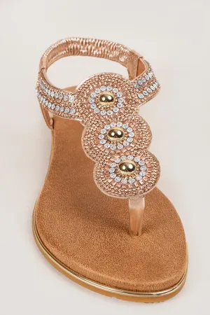Piper Toe Post Diamanti Rose Gold Ladies Sandals