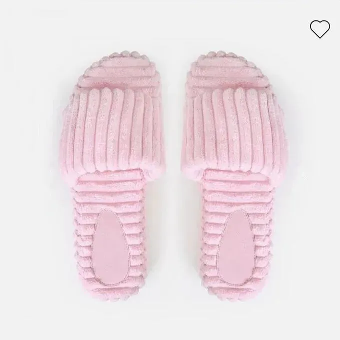 Plush Corduroy Slippers for Women