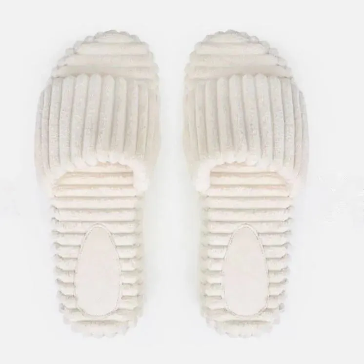 Plush Corduroy Slippers for Women