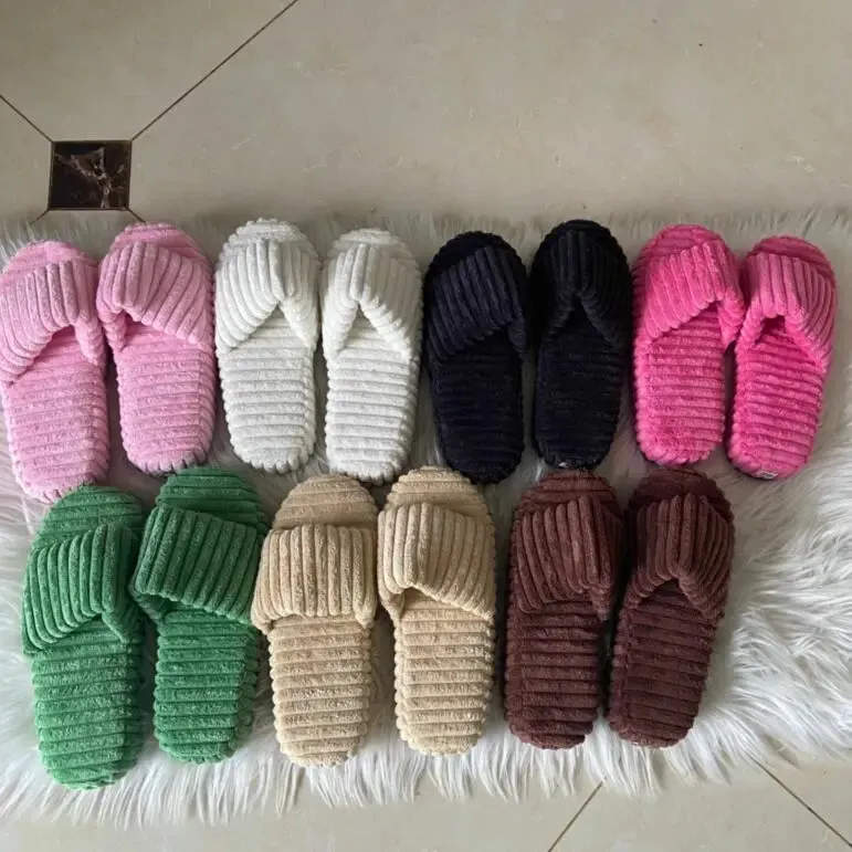 Plush Corduroy Slippers for Women