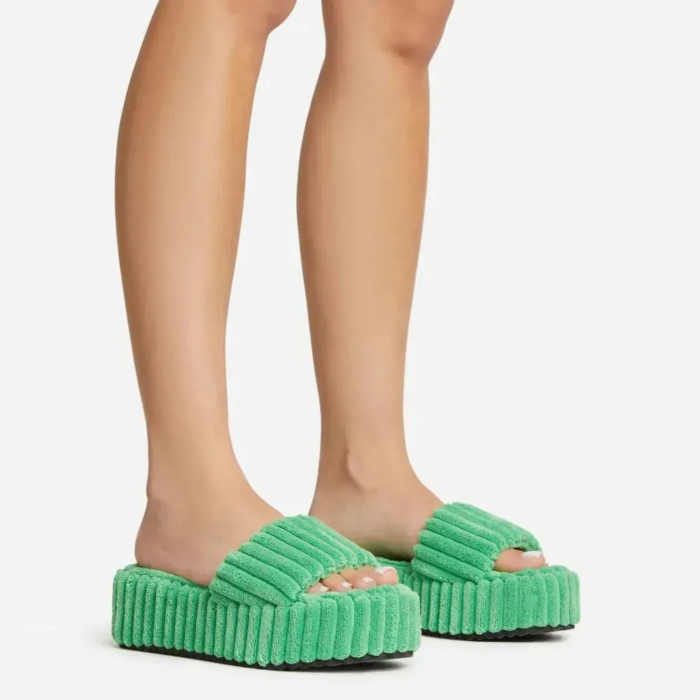 Plush Corduroy Slippers for Women