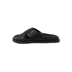 Polo Men's Cross Over  PinPunch Leather Sandals Black