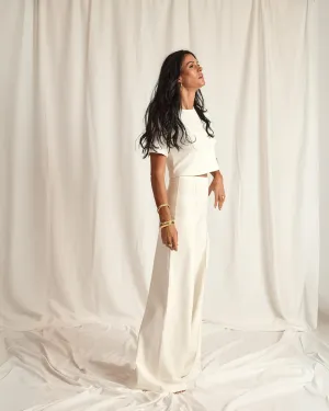 PONTE KNIT WIDE LEG PANT | OFF-WHITE