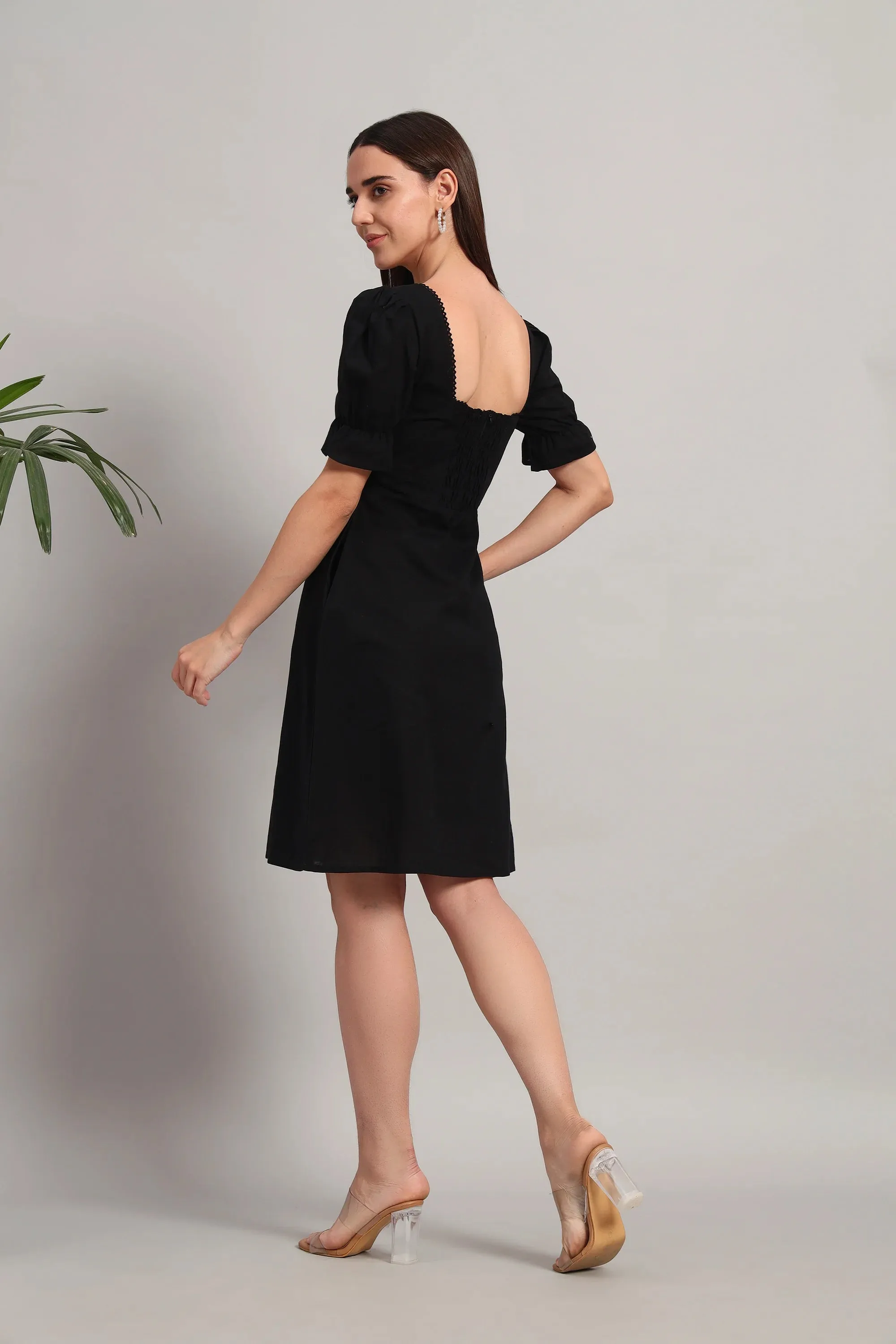 Puff & Petal Black, Midi Dress