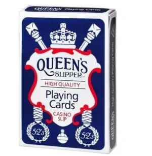 Queen's Slipper Premium 52's Playing Cards Bridge Size Casino Slip Blue Deck