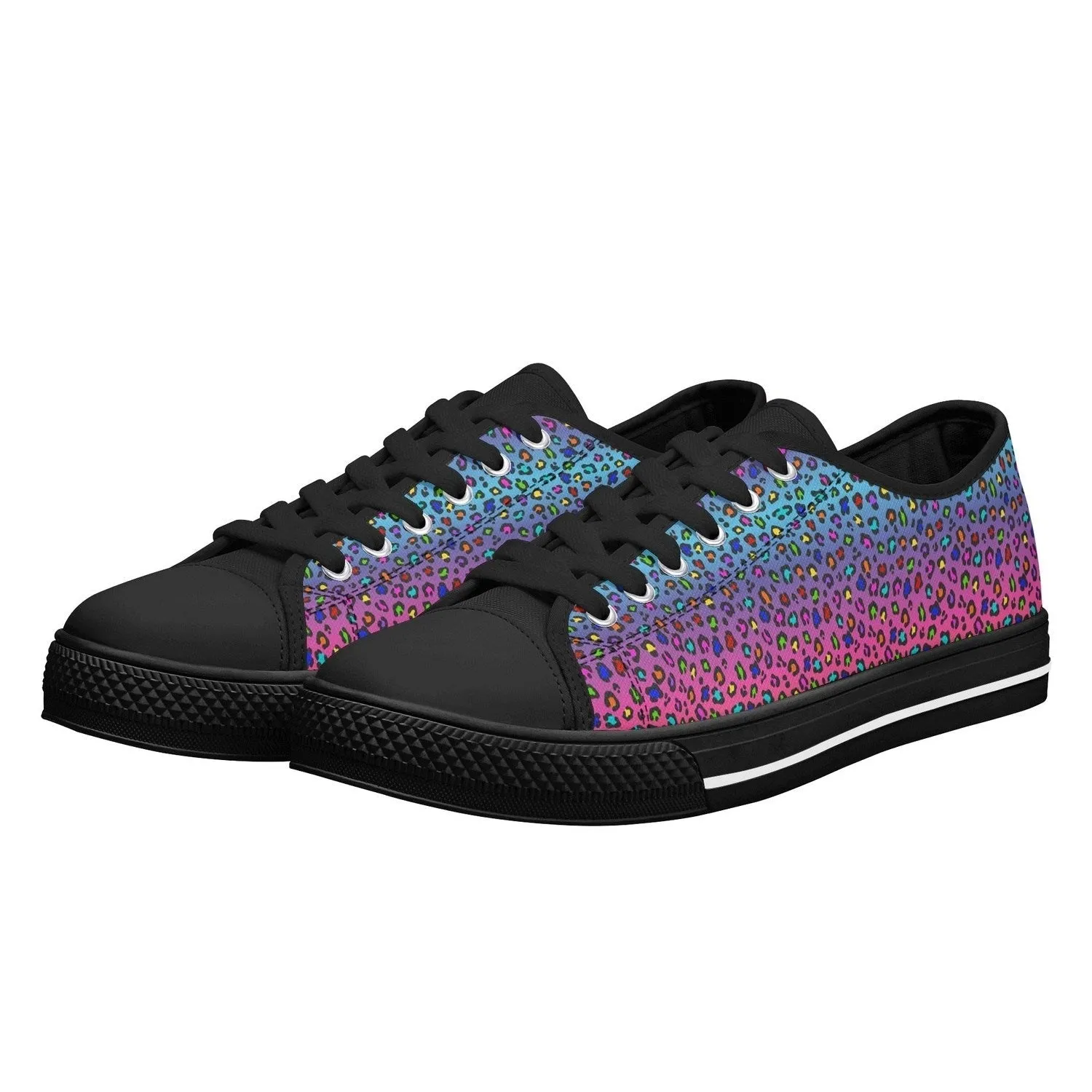 Rainbow Leopard Womens Low Top Canvas Shoes