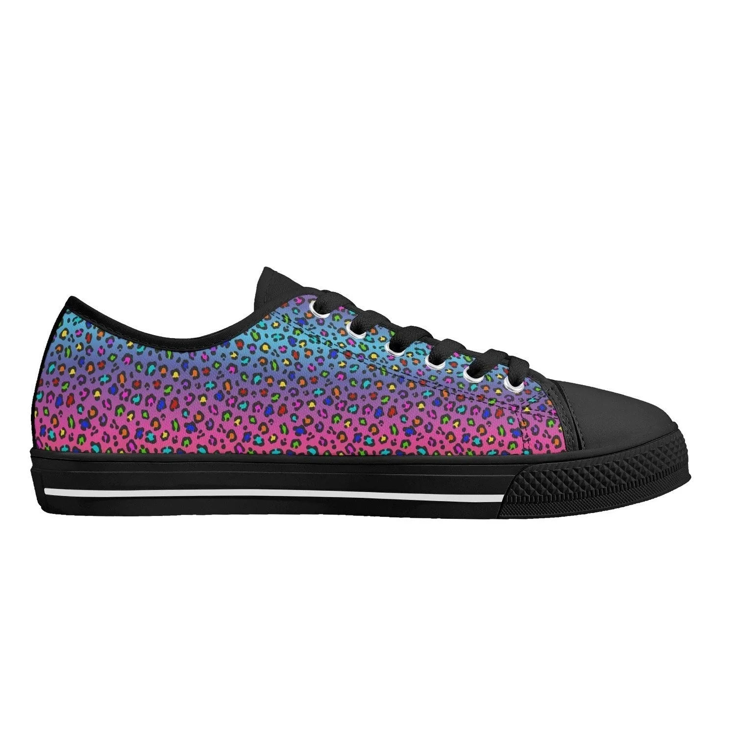 Rainbow Leopard Womens Low Top Canvas Shoes