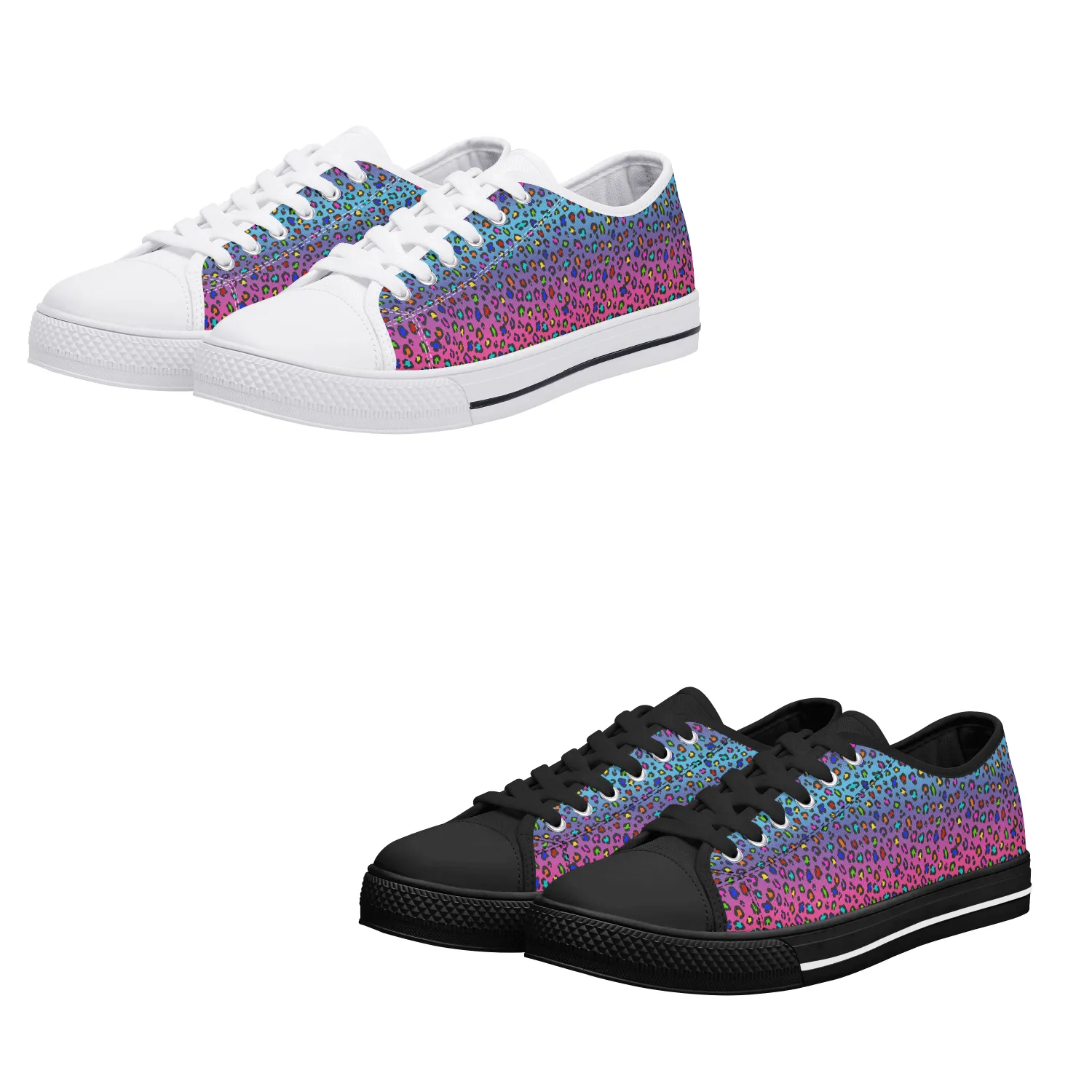 Rainbow Leopard Womens Low Top Canvas Shoes
