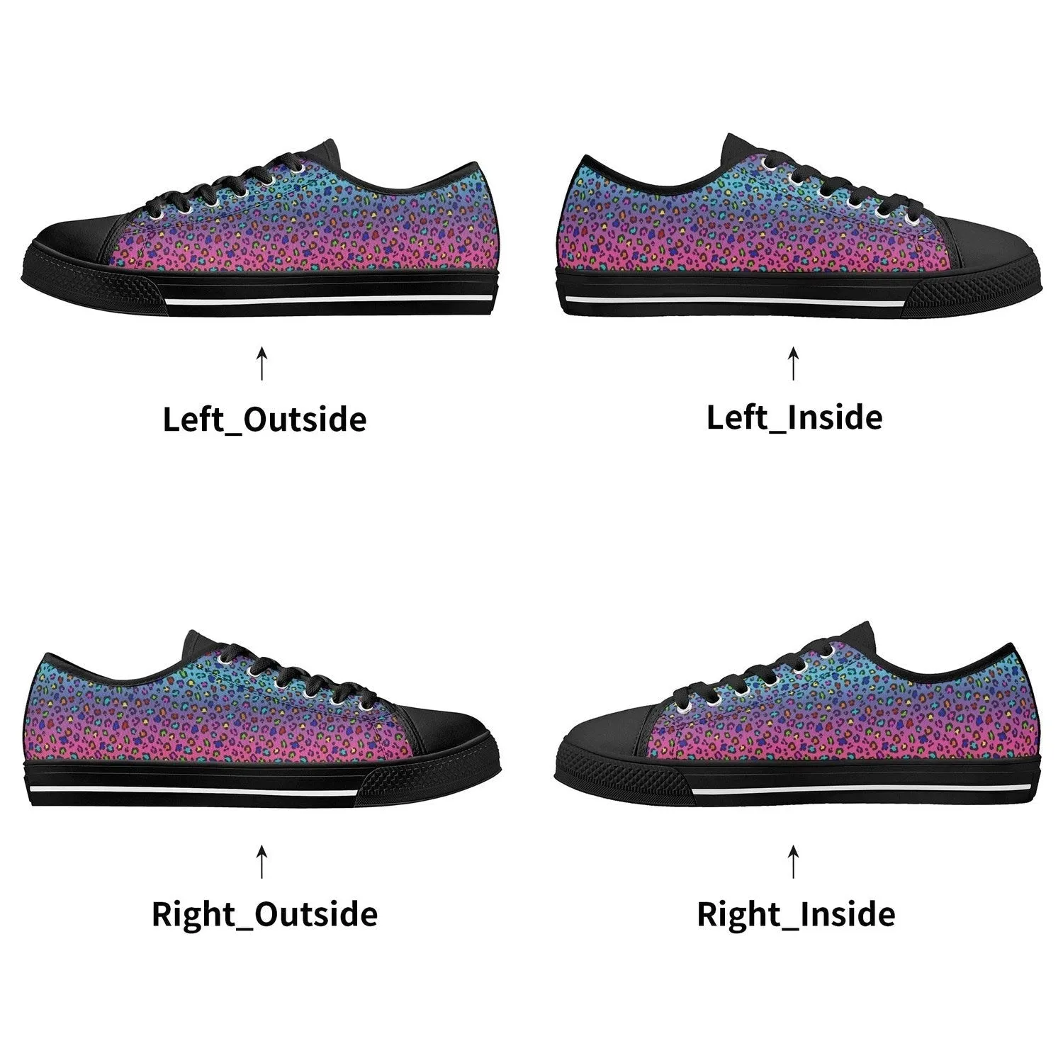Rainbow Leopard Womens Low Top Canvas Shoes
