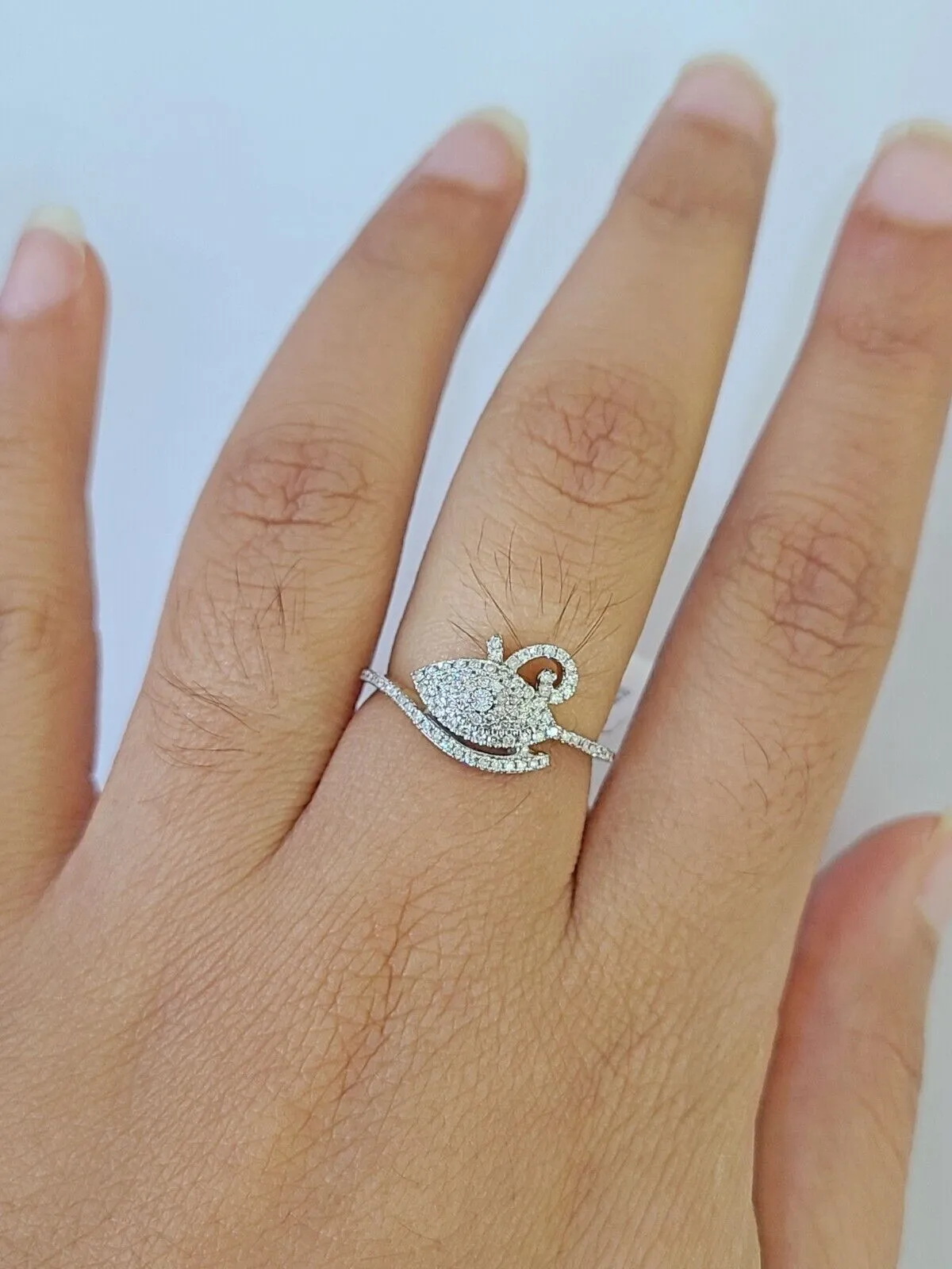 Real 10k Diamond Ladies Ring Evil Eye Yellow Gold Women Casual Genuine