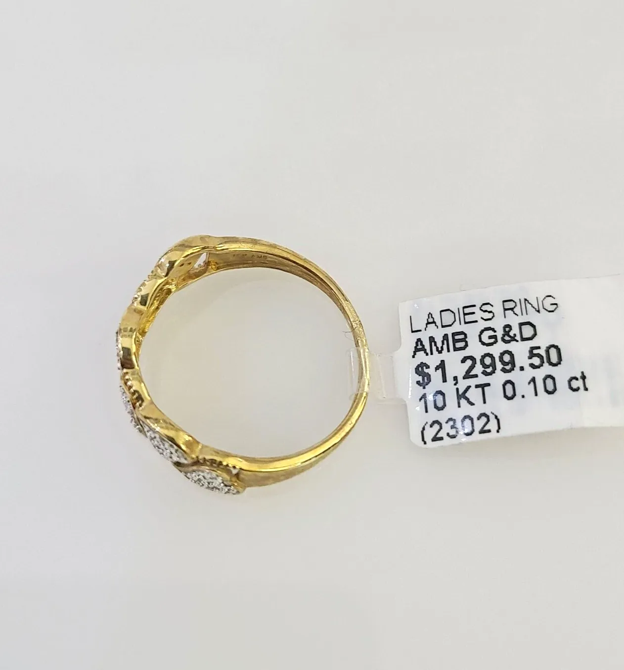 Real 10k Hearts Diamond Ladies Ring Women Casual 10Kt Yellow Gold
