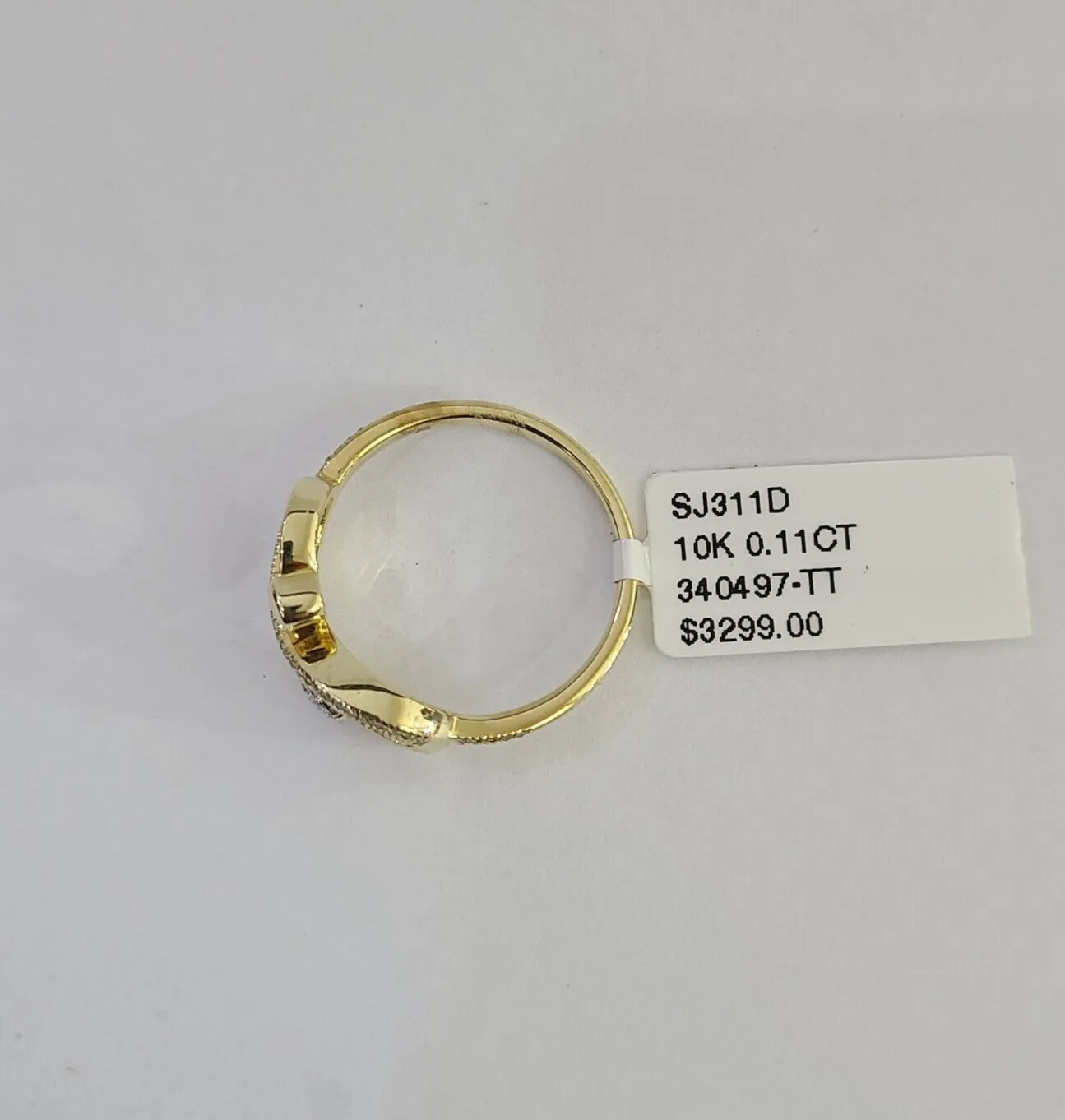 Real 10k Infinity Hearts Diamond Ring Ladies Women Casual 10Kt Yellow Gold