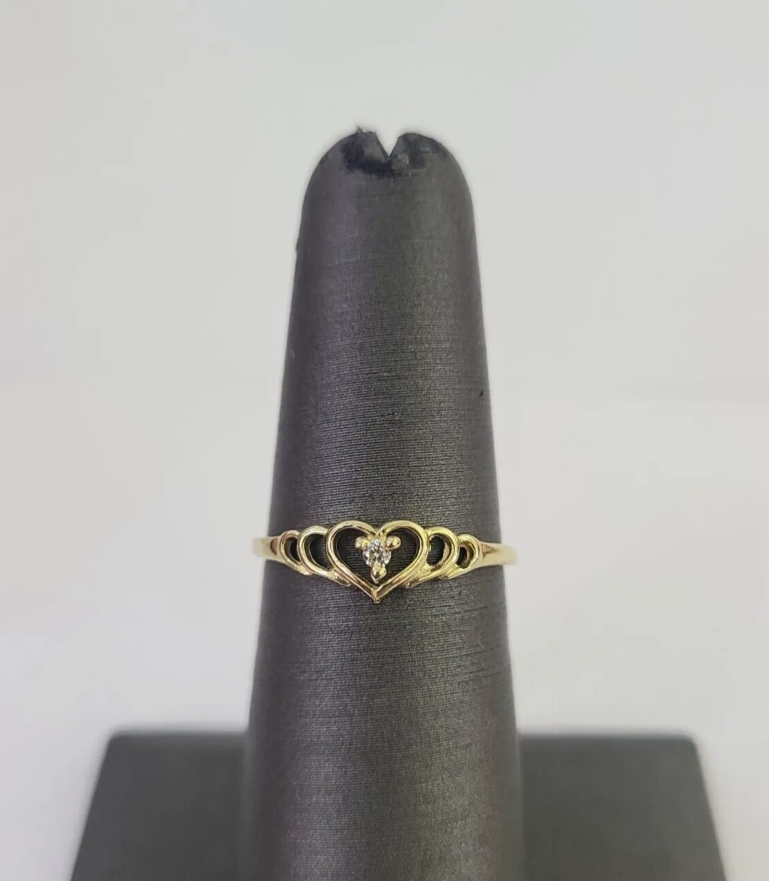 Real 10k Yellow Gold Hearts Ring Wedding Engagement Casual 10Kt Genuine