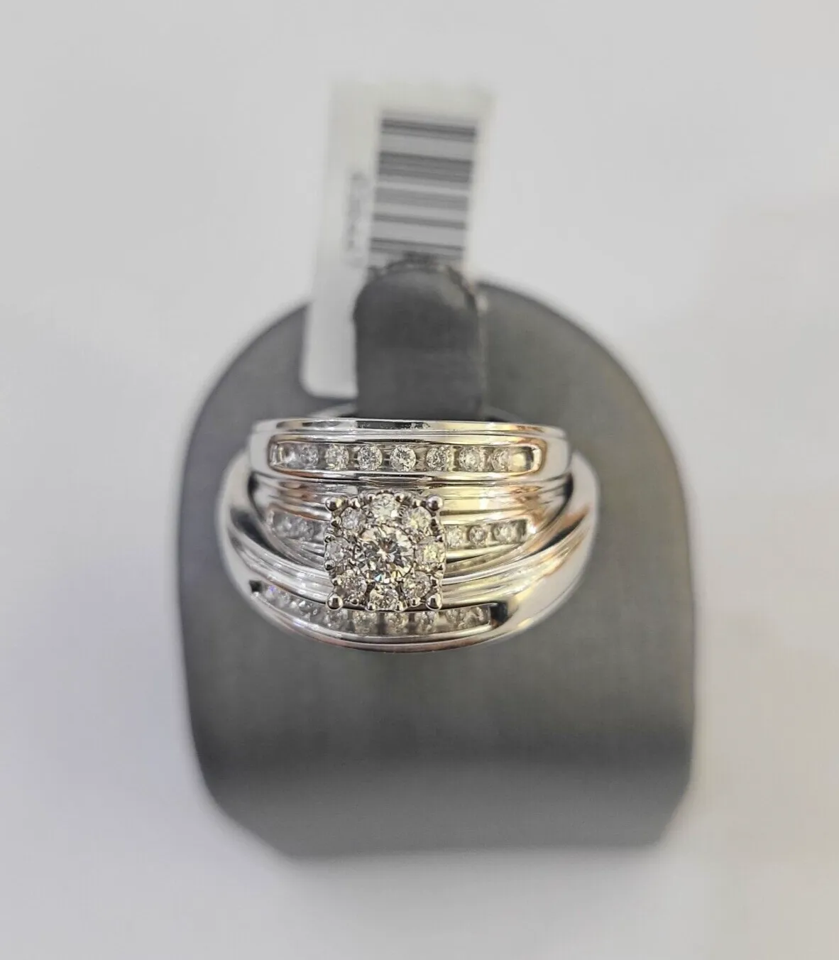 REAL 14k Diamond Ring White Gold Ladies Men Trio SET Wedding Engagement Genuine