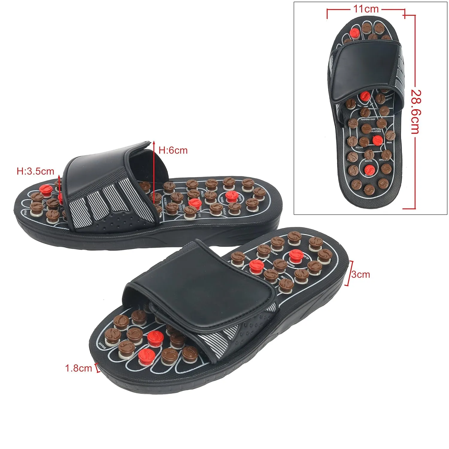 Reflexology Massage Slippers | Acupressure Sandals for Men & Women | Stress Relief, Breathable & Non-Slip