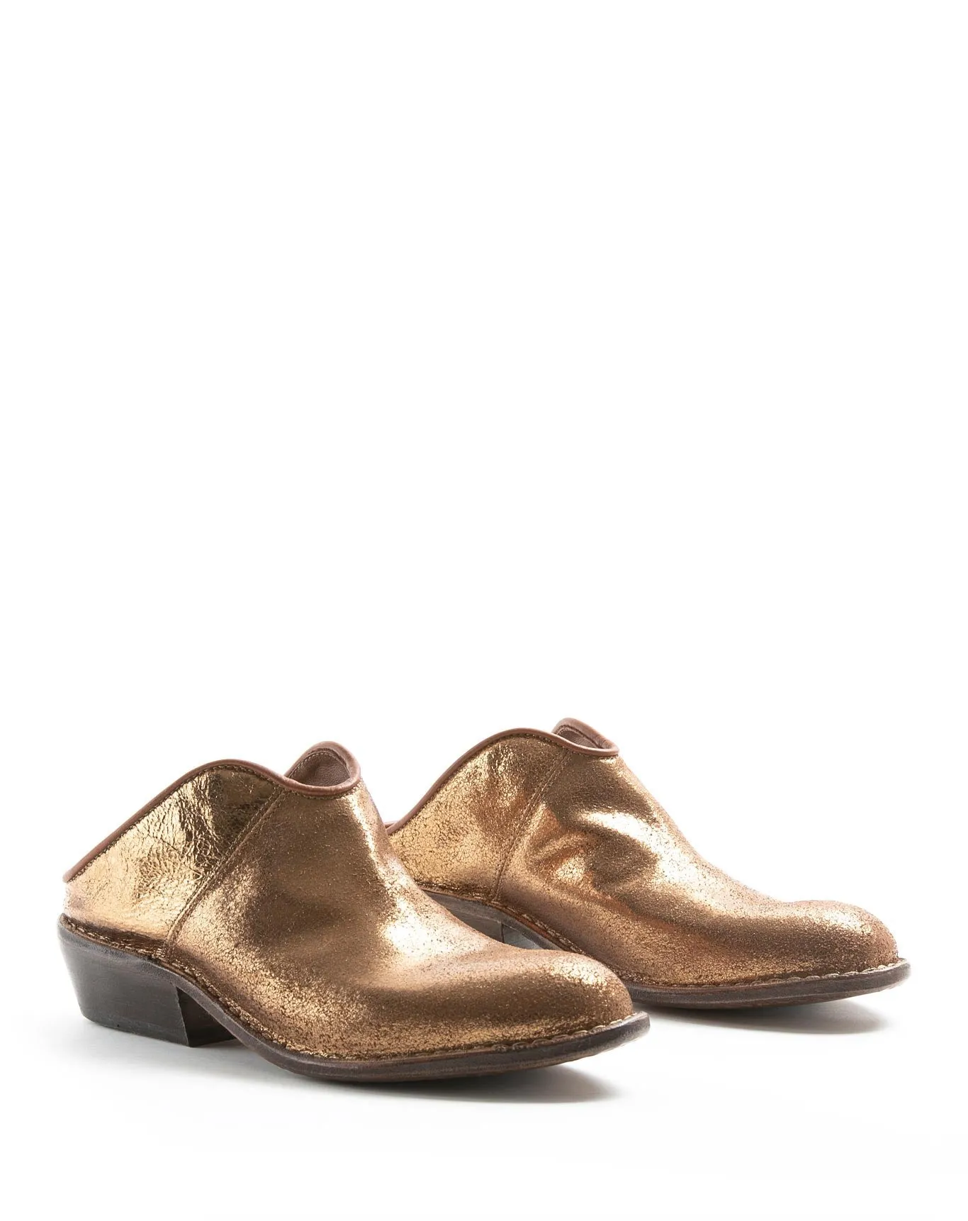 RENO Gold Leather Mules