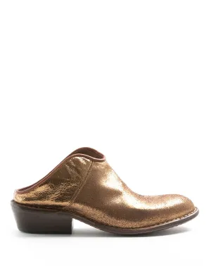 RENO Gold Leather Mules