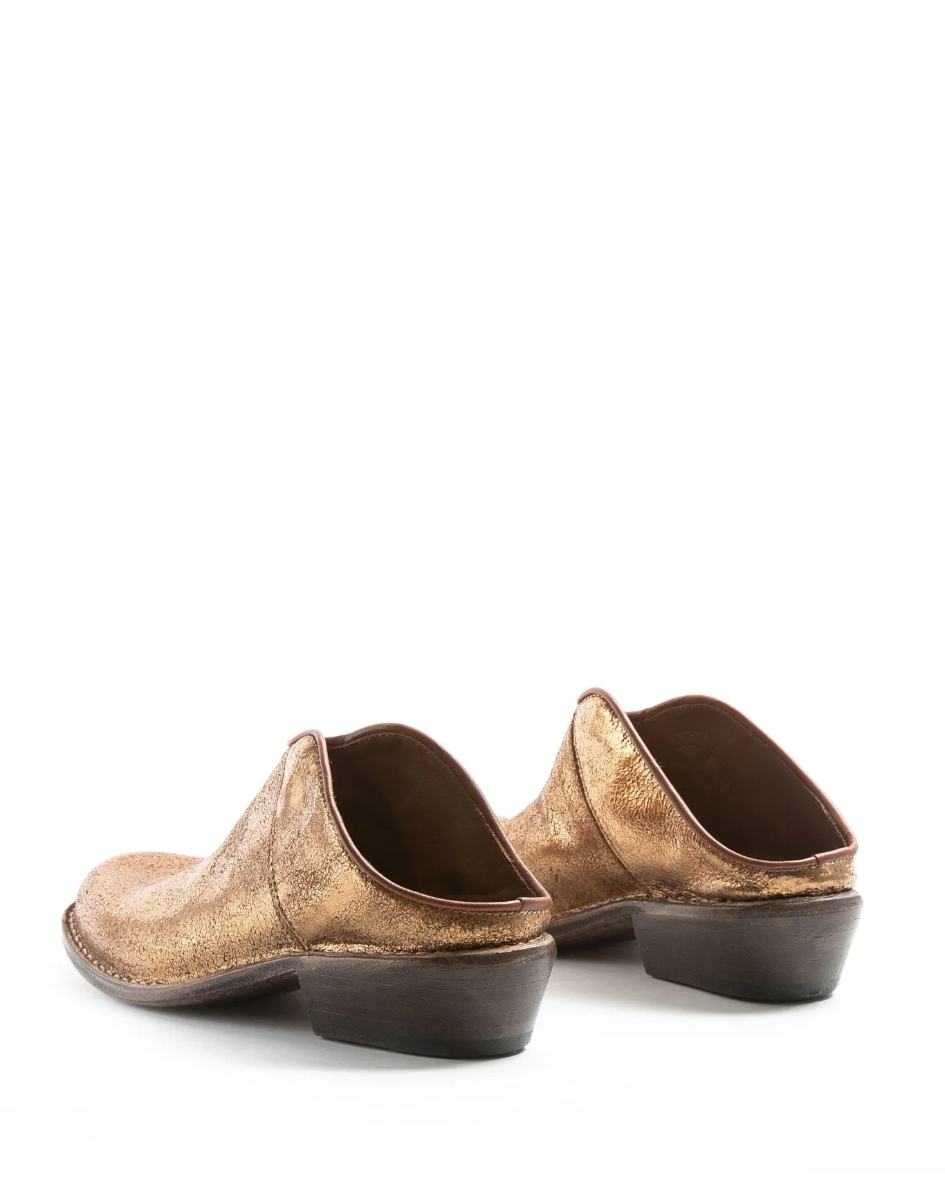 RENO Gold Leather Mules