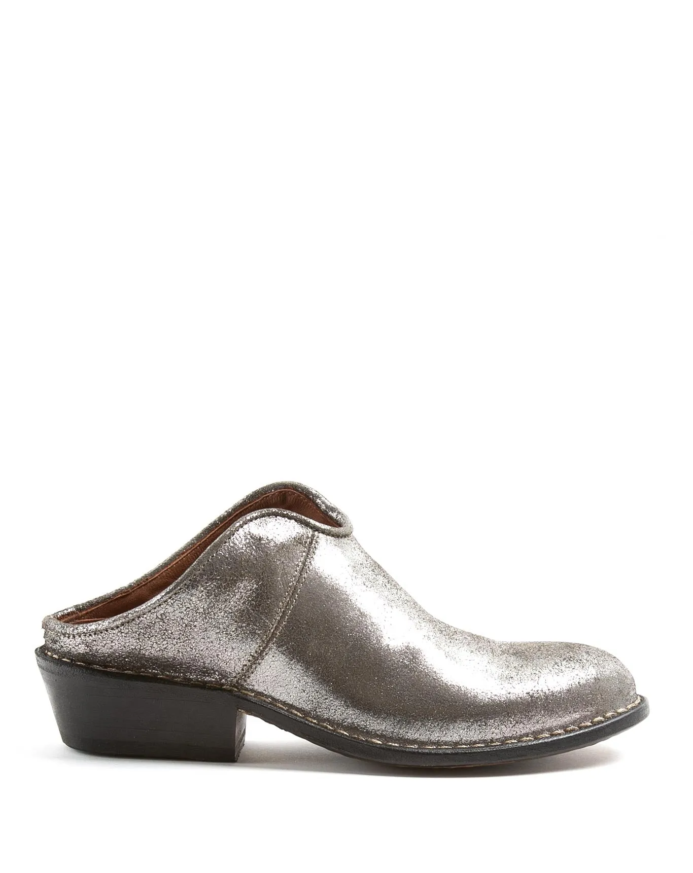 RENO Gunmetal Leather Mules