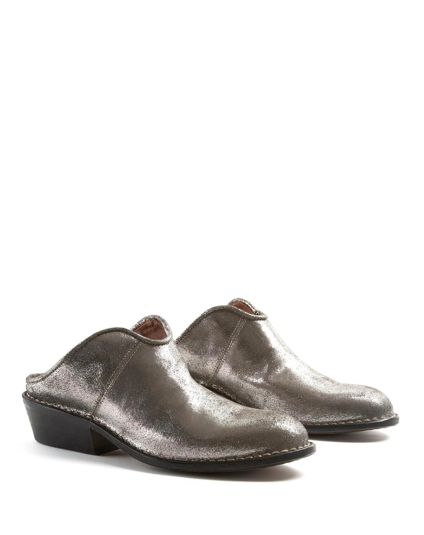 RENO Gunmetal Leather Mules