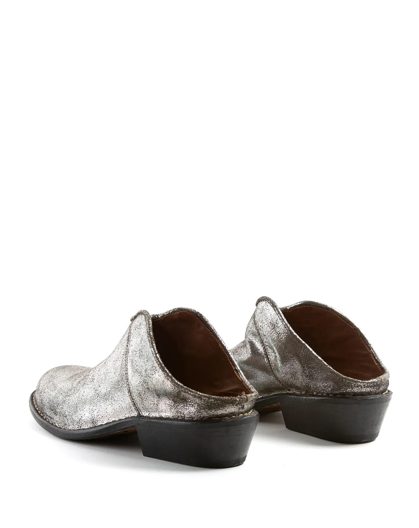 RENO Gunmetal Leather Mules