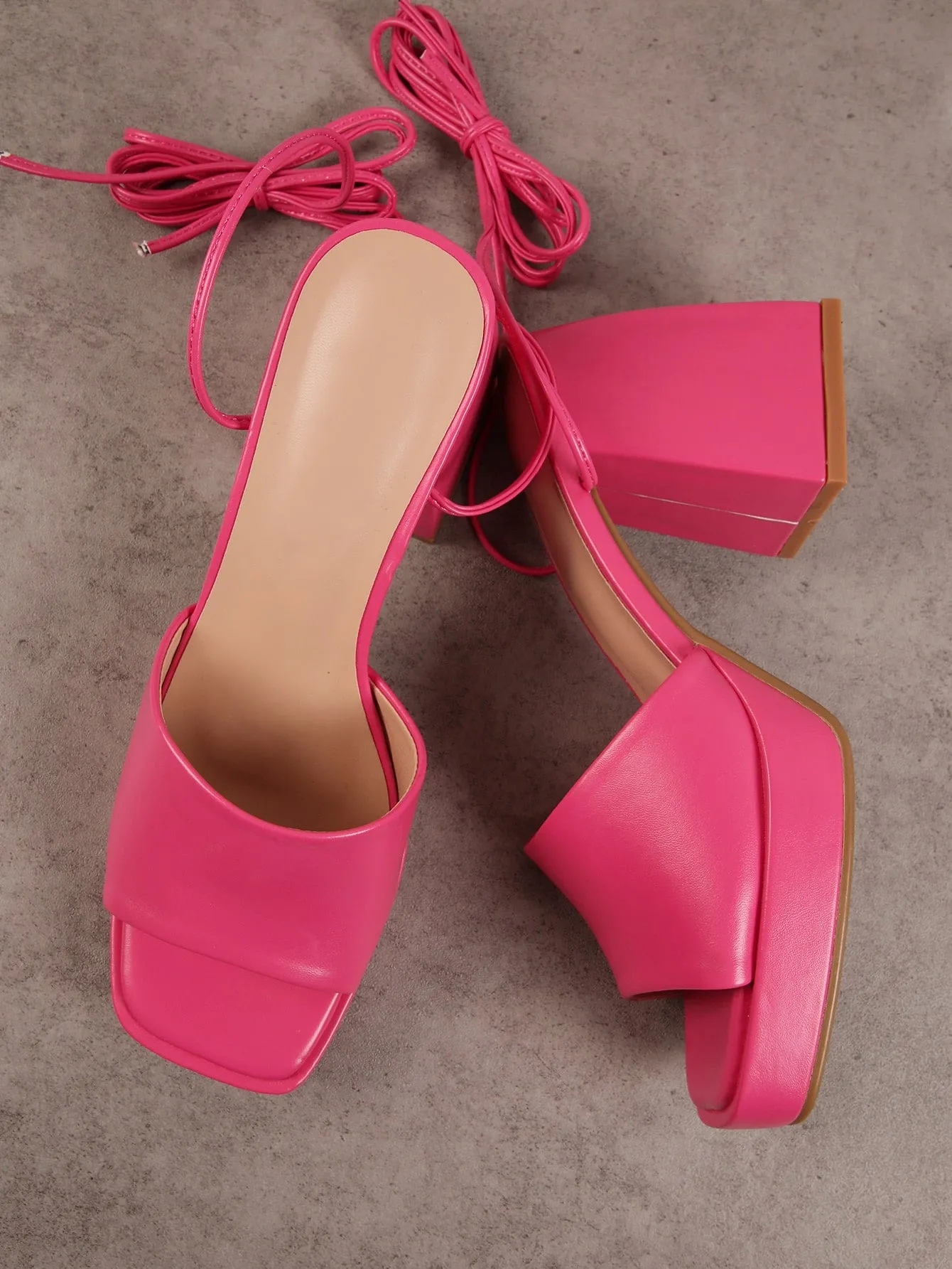 Retro Chunky Strap Tie Up Structured Heel Mules