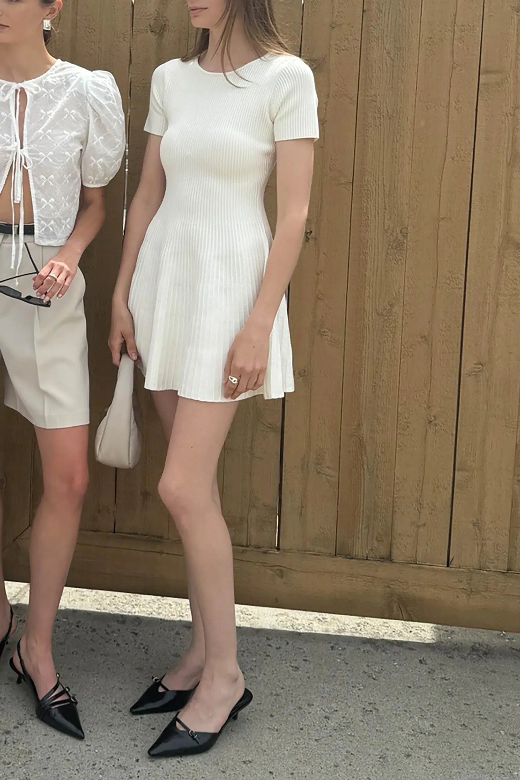 Ribbed Short Sleeve Mini Dress