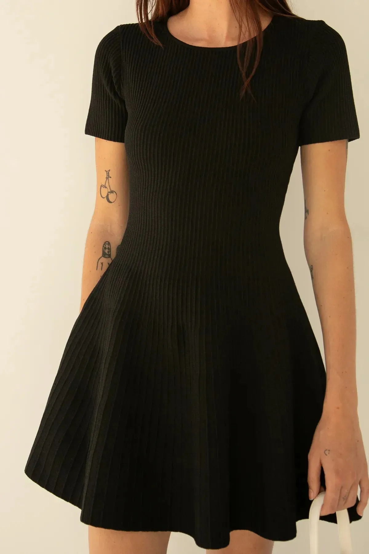Ribbed Short Sleeve Mini Dress
