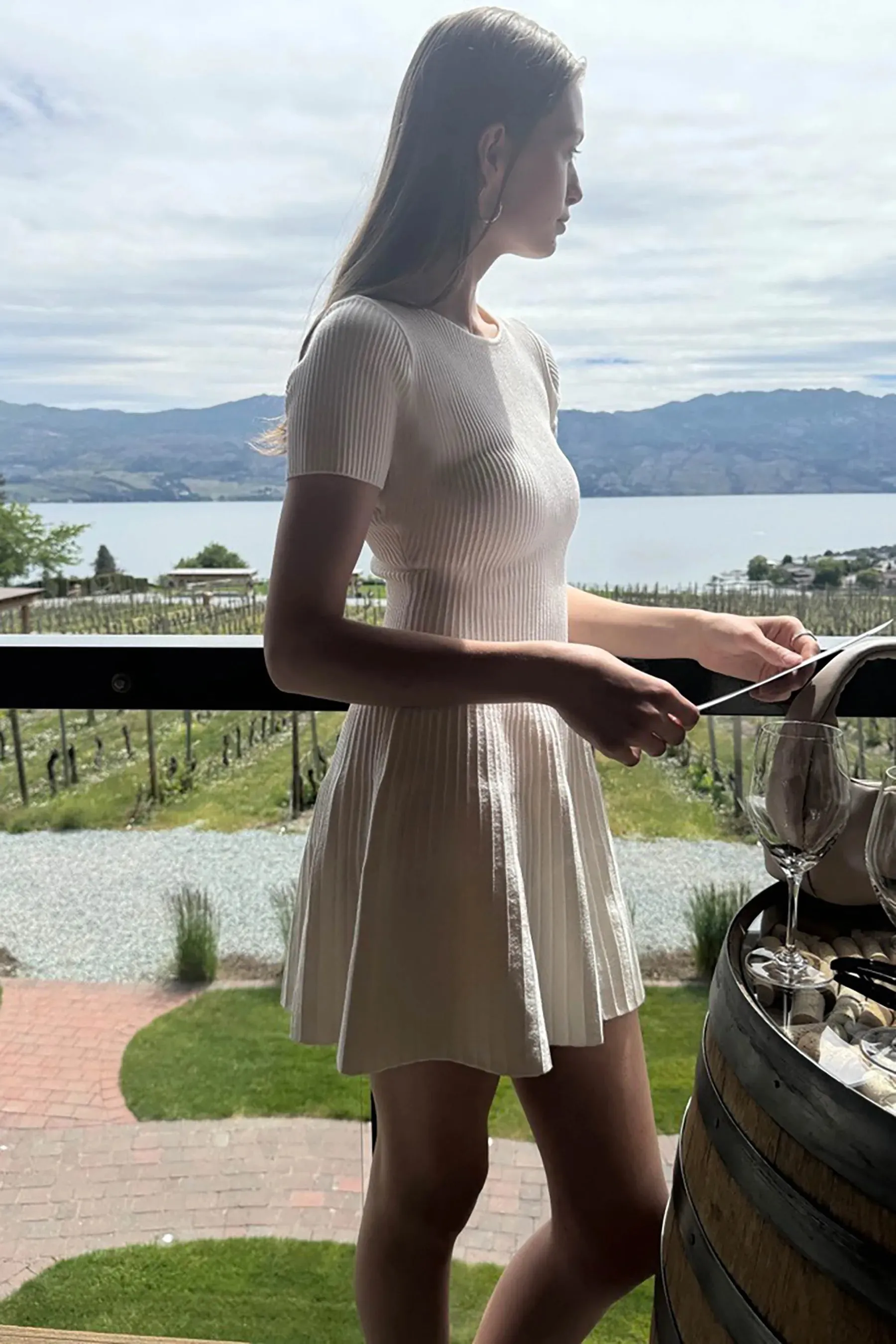Ribbed Short Sleeve Mini Dress