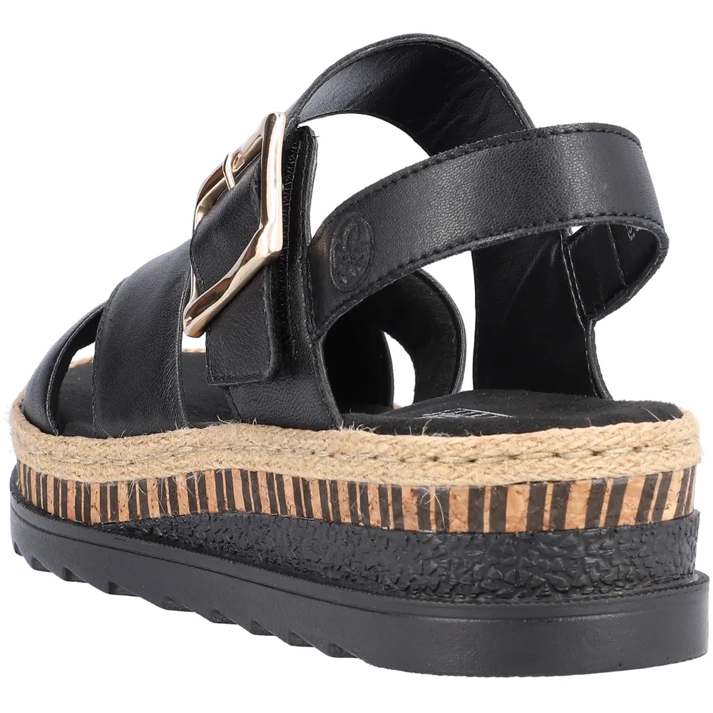 Rieker V7951-00 (Frank) Black Sandals
