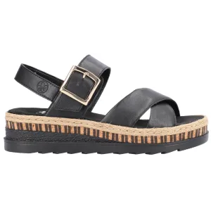 Rieker V7951-00 (Frank) Black Sandals