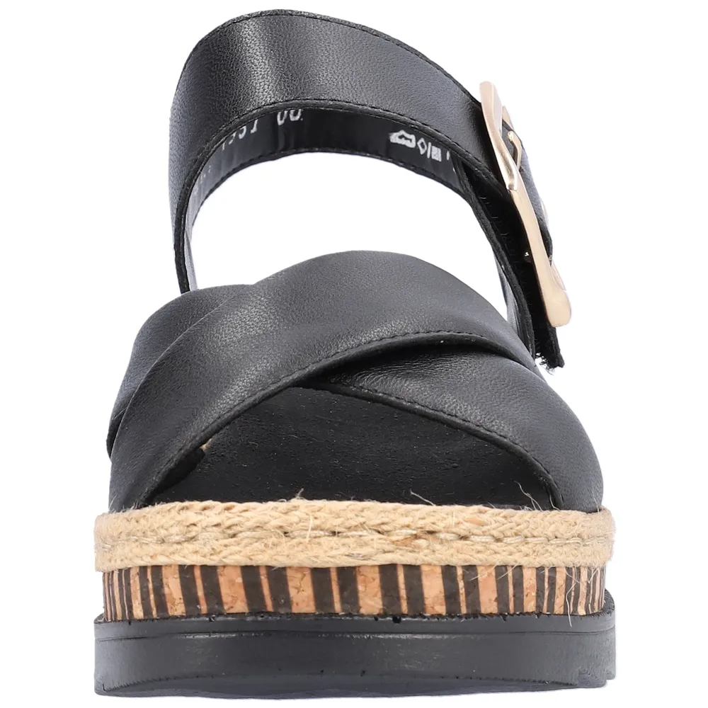 Rieker V7951-00 (Frank) Black Sandals