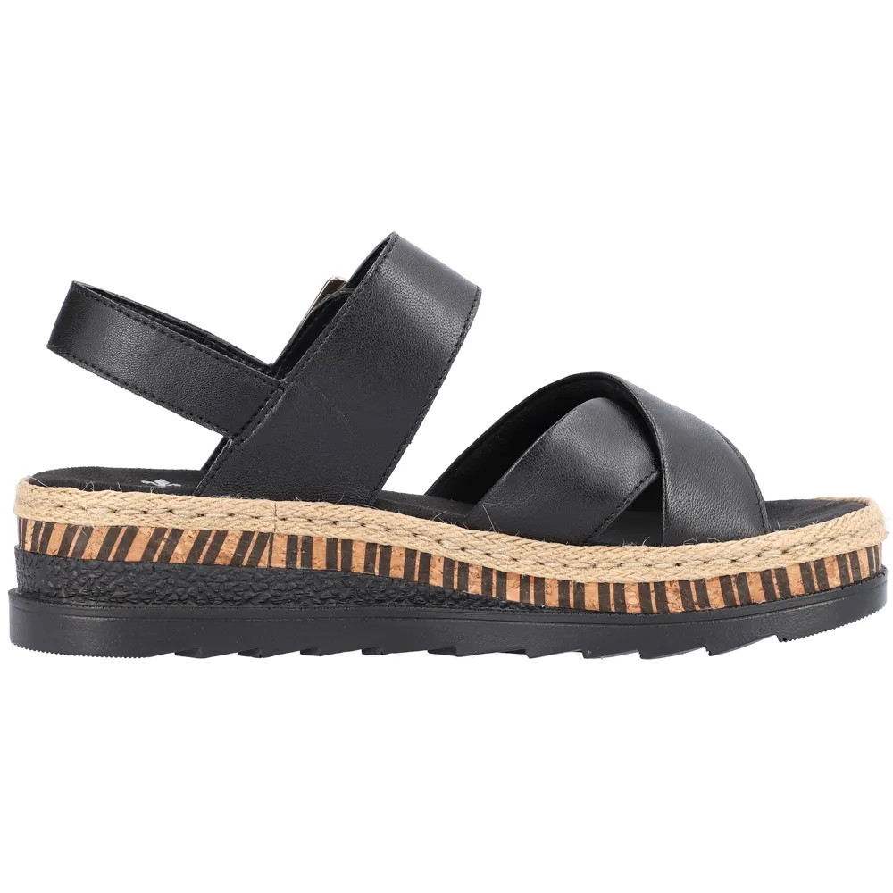 Rieker V7951-00 (Frank) Black Sandals