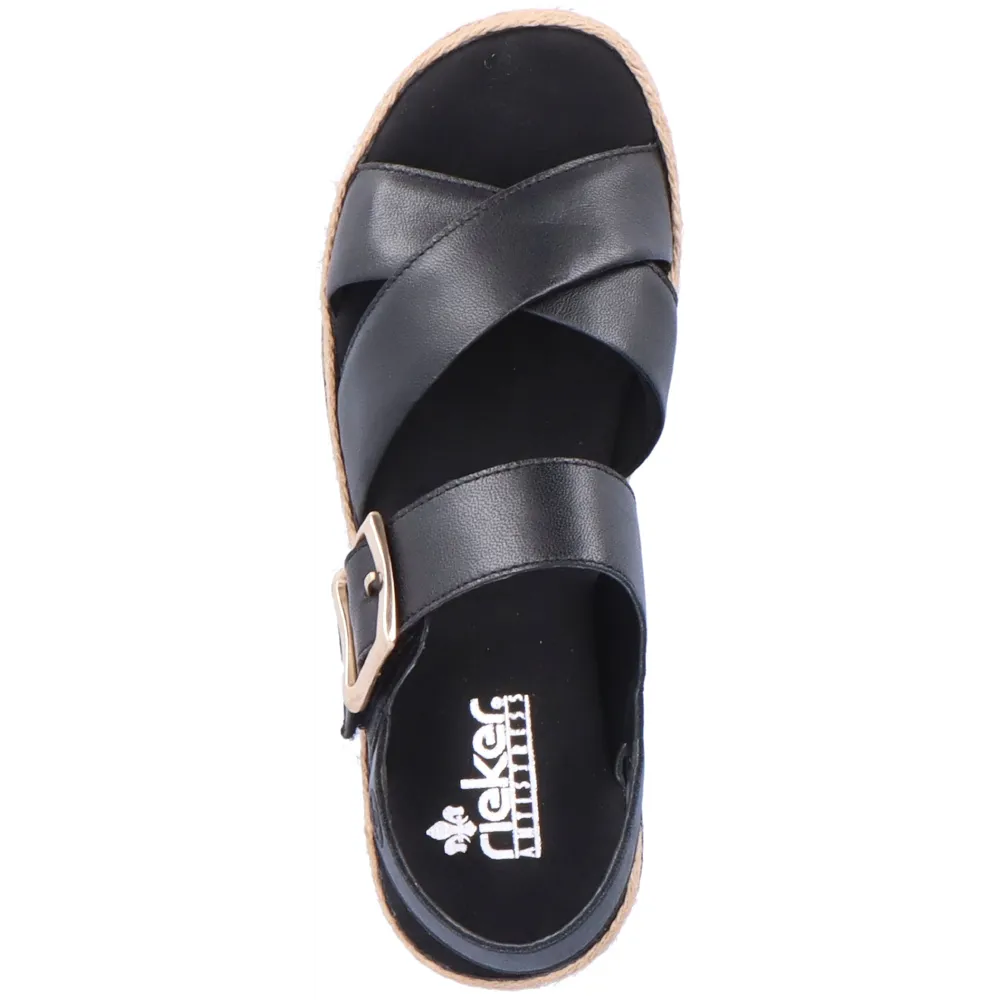 Rieker V7951-00 (Frank) Black Sandals