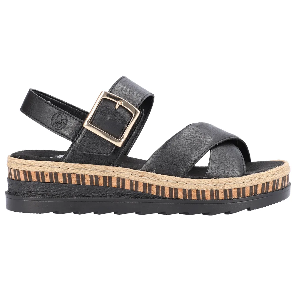 Rieker V7951-00 (Frank) Black Sandals