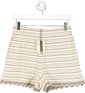 River Island Beige Textured High-Waisted Relaxed Shorts UK XS