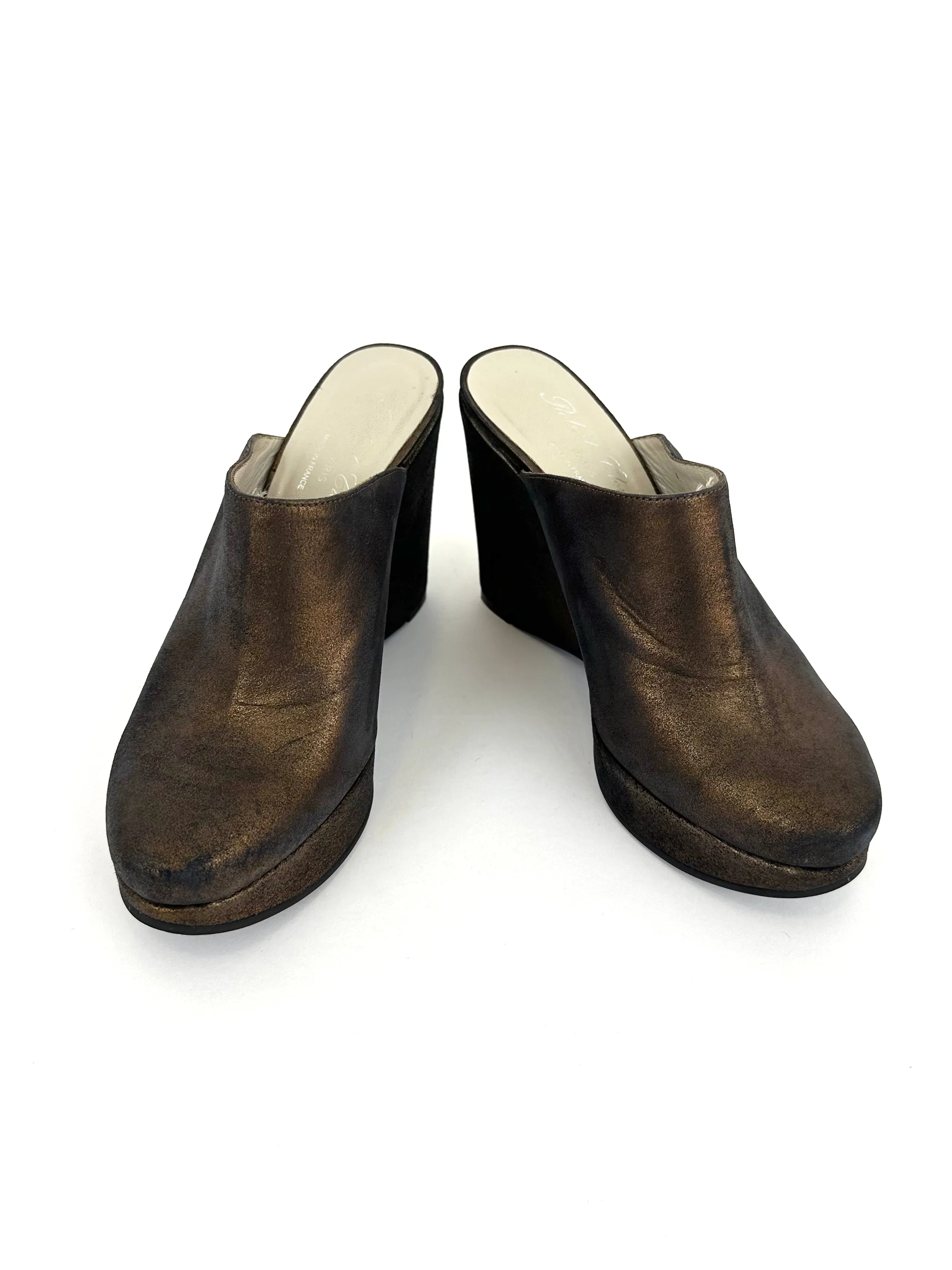 Robert Clergerie Metallic Platform Mules