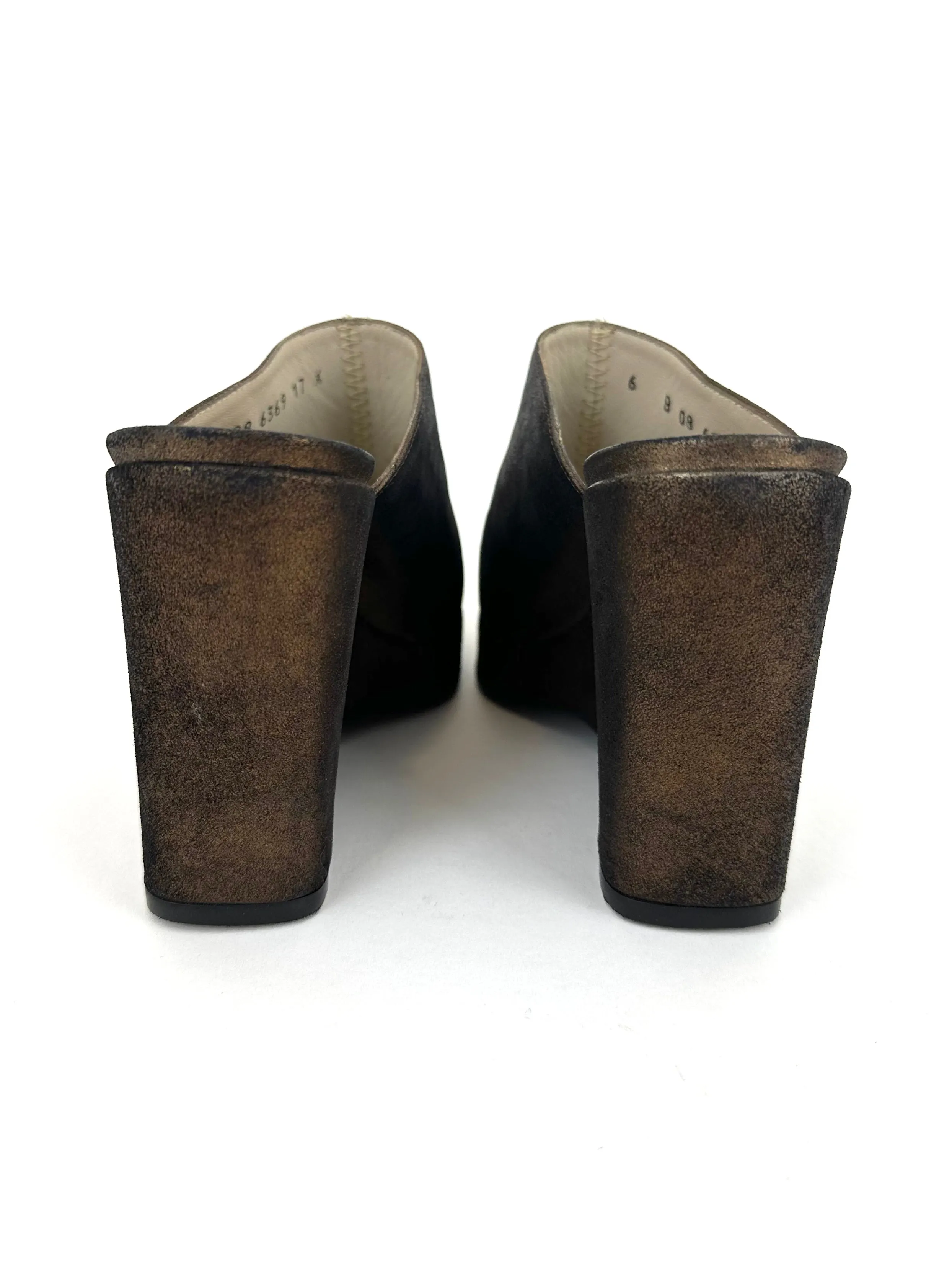 Robert Clergerie Metallic Platform Mules