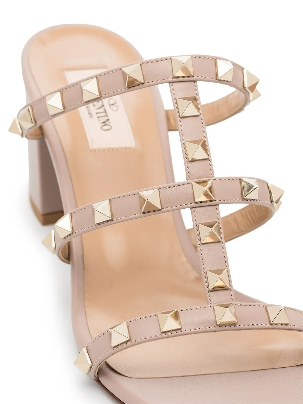 Rockstud leather mules