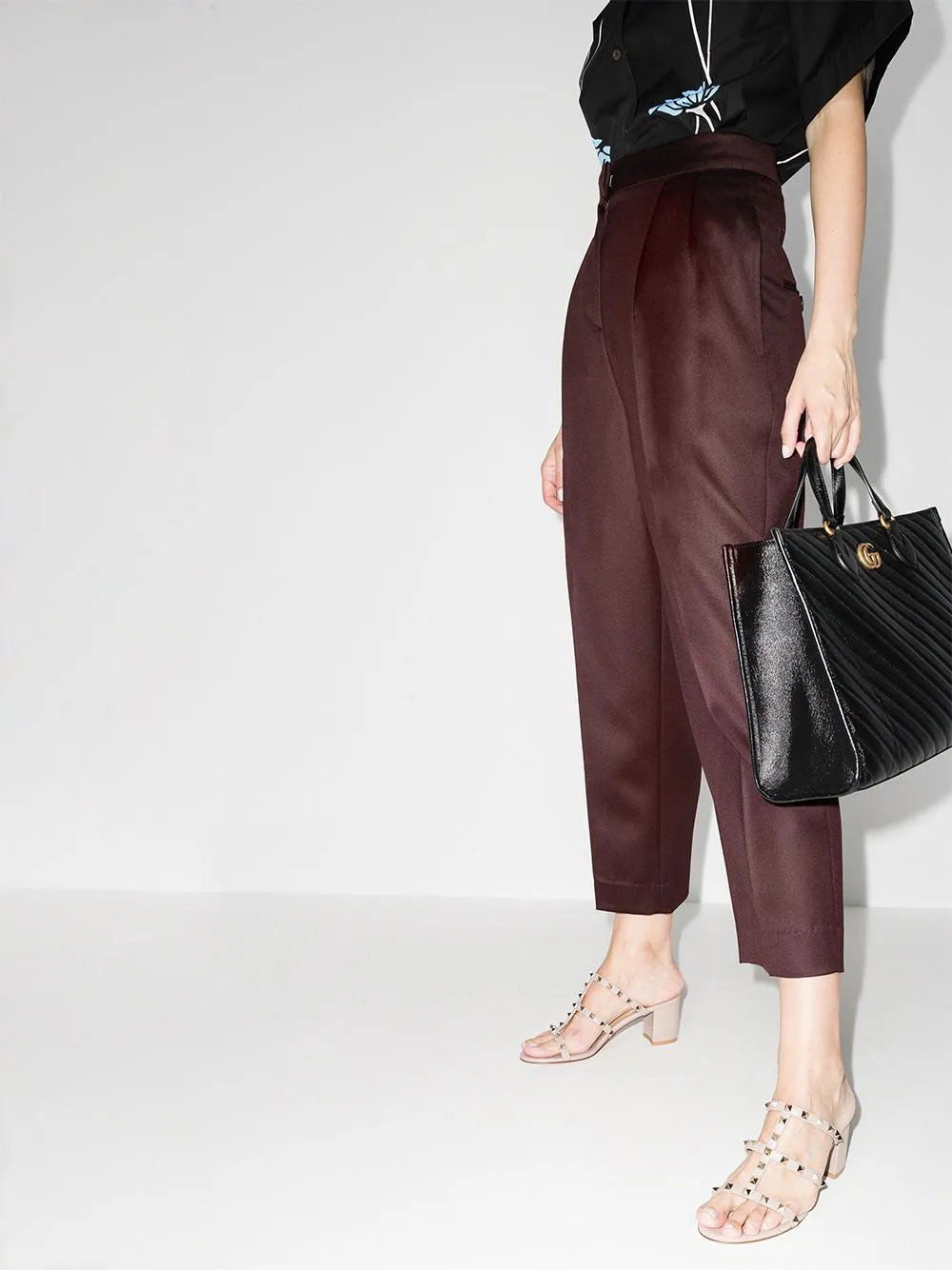 Rockstud leather mules