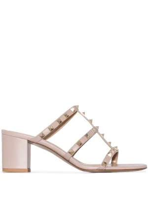 Rockstud leather mules