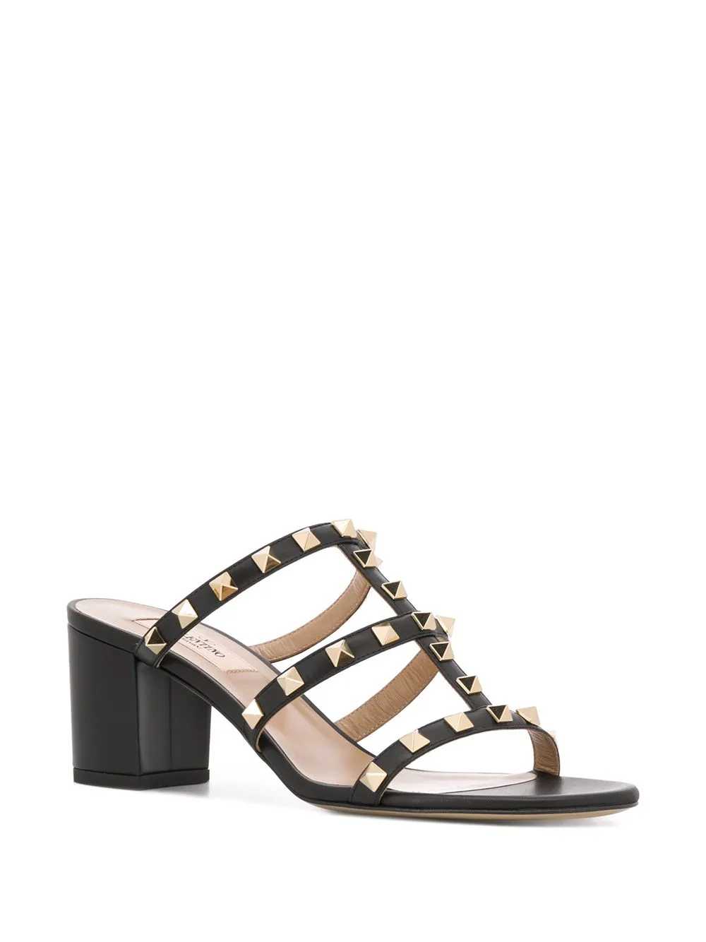 Rockstud leather mules
