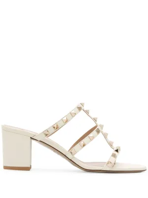 Rockstud leather mules