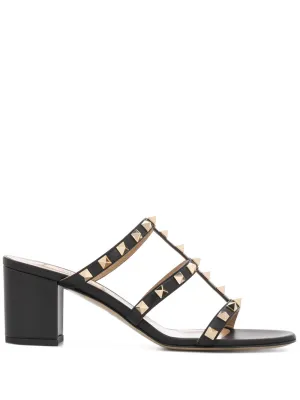 Rockstud leather mules