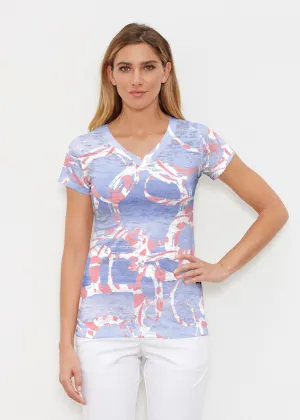 Round About Perri (16253) ~ Signature Cap Sleeve V-Neck Shirt
