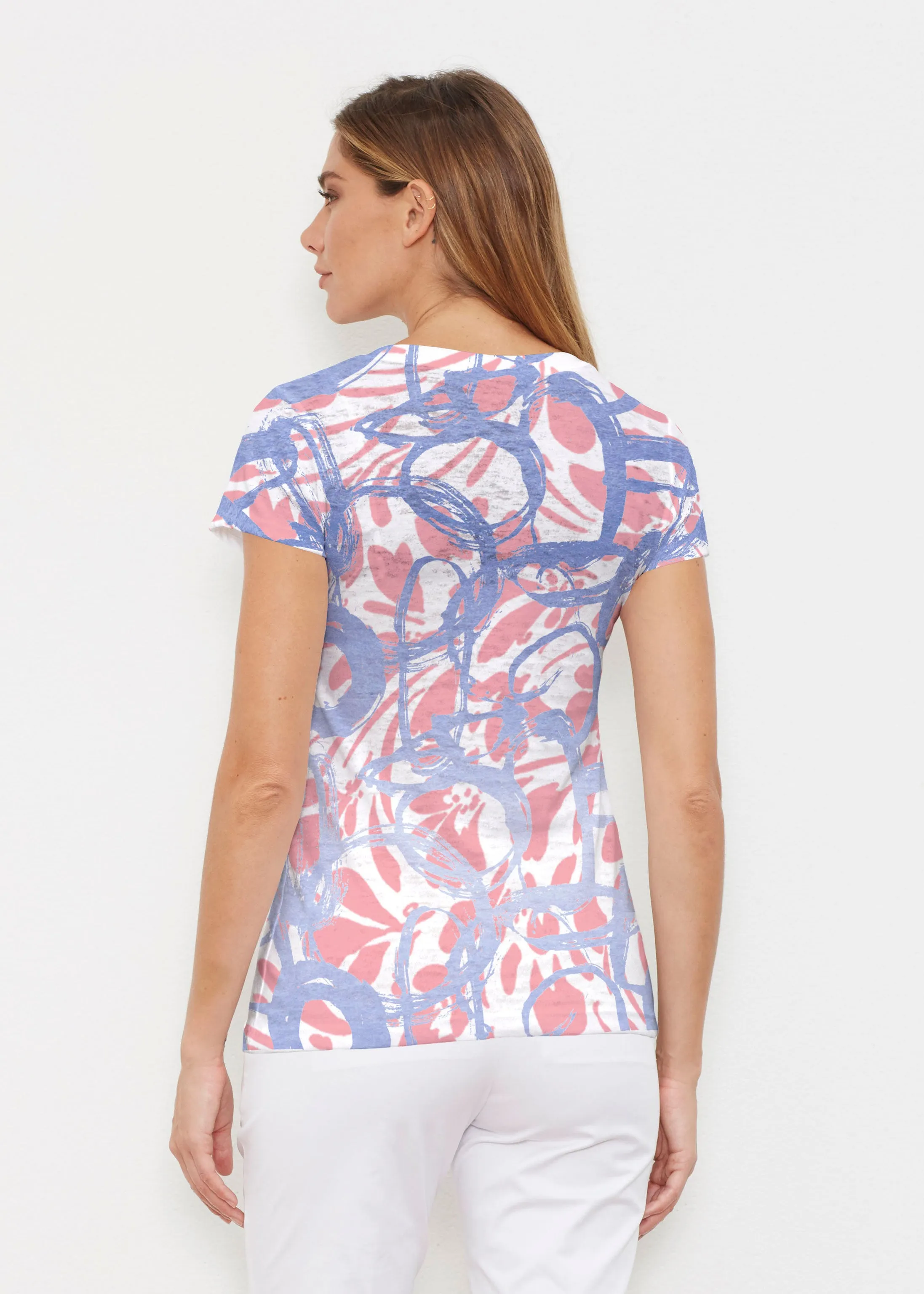 Round About Perri (16253) ~ Signature Cap Sleeve V-Neck Shirt