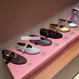 round toe one buckle flats boat shoes mesh leather rivet grace women 2023 35-41 high quality
